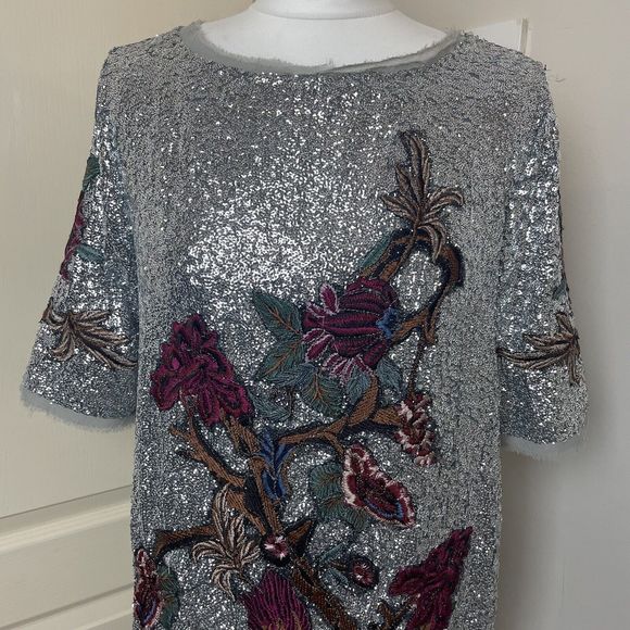 RARE ASO Alexis in Schitt’s Creek Zara Sequin Size Medium Embroidered Dress TV - Picture 3 of 16